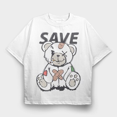 Save Teddy Bear, Tricou Oversize Barbati (Unisex)