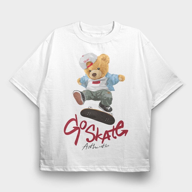 Skate Bear Yeah, Tricou Oversize Barbati (Unisex)