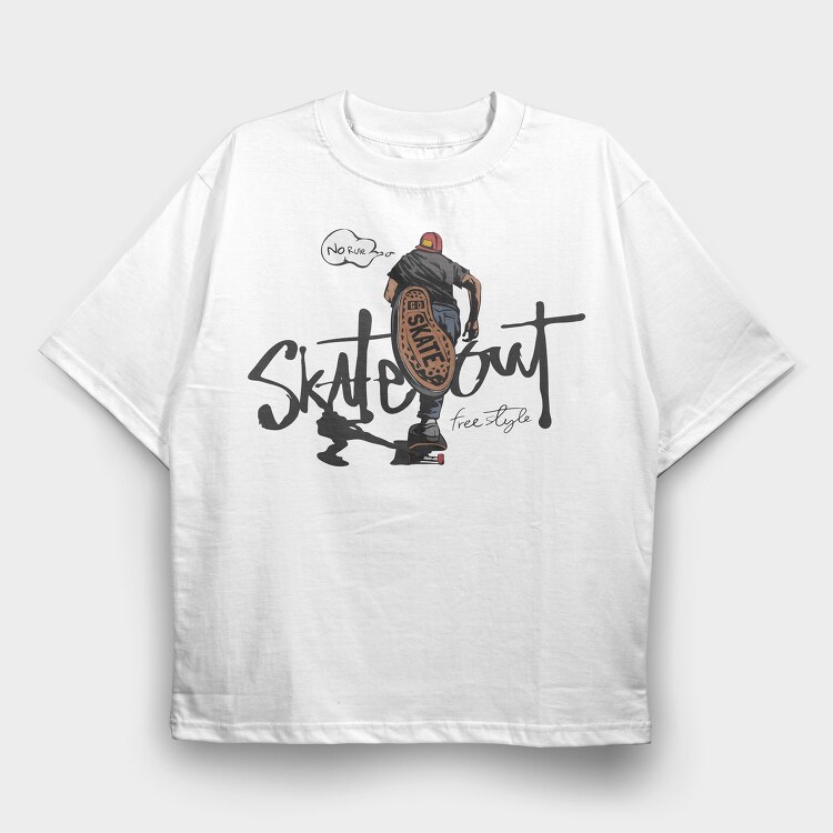 Skate Out No Rule, Tricou Oversize Barbati (Unisex)