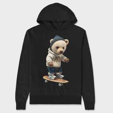 Skateboarding Bear 1, Hanorac Oversize Barbati (Unisex)