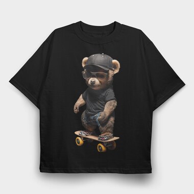 Skateboarding Bear, Tricou Oversize Barbati (Unisex)