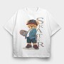 Skateboarding Teddy, Tricou Oversize Barbati (Unisex)