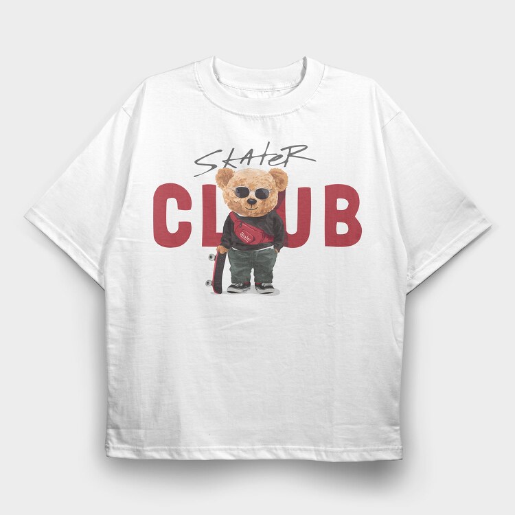 Skater Club Bear, Tricou Oversize Barbati (Unisex)