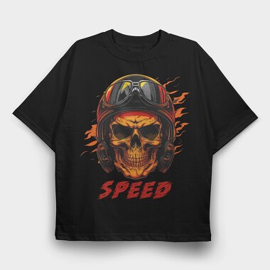 Speed Skull Racer, Tricou Oversize Barbati (Unisex)