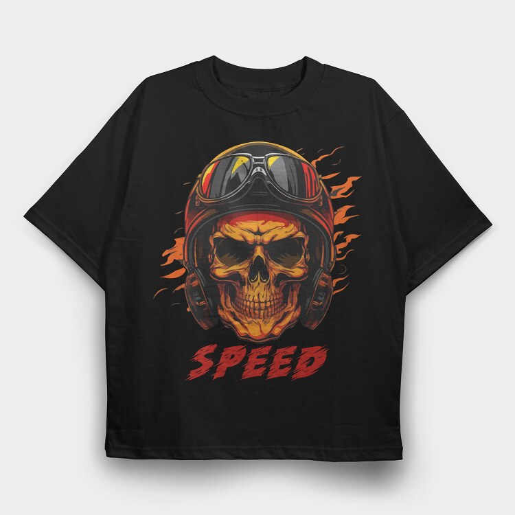 Speed Skull Racer, Tricou Oversize Barbati (Unisex)