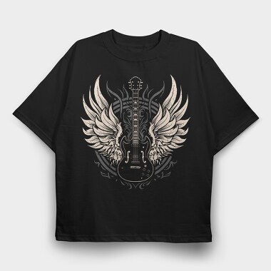 Vintage Gitar Rock, Tricou Oversize Barbati (Unisex)