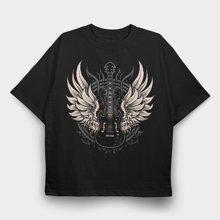 Vintage Gitar Rock, Tricou Oversize Barbati (Unisex)