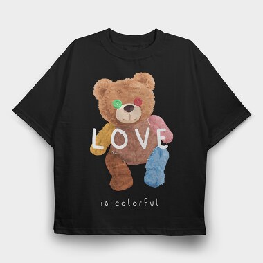Teddy Bear Love, Tricou Oversize Barbati (Unisex)
