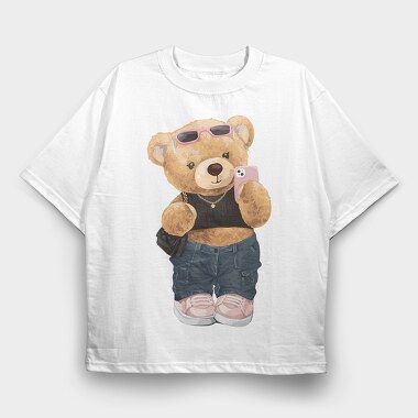 Teddy Selfie Style, Tricou Oversize Barbati (Unisex)