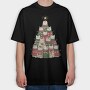 Cat Festive Tree, Tricou Oversize Barbati (Unisex)