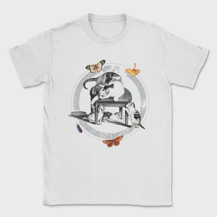 Vintage Cats Butterflies, Tricou Barbati (Unisex)