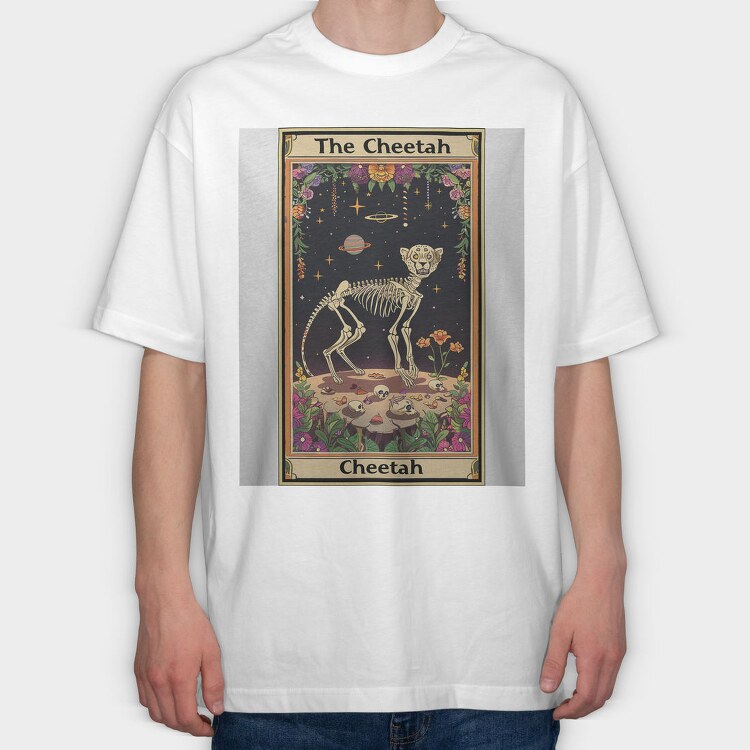 Cheetah Skeleton Tarot, Tricou Oversize Barbati (Unisex)