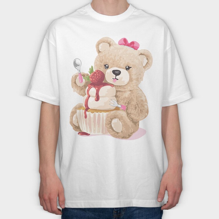 Teddy Bear Sundae, Tricou Oversize Barbati (Unisex)