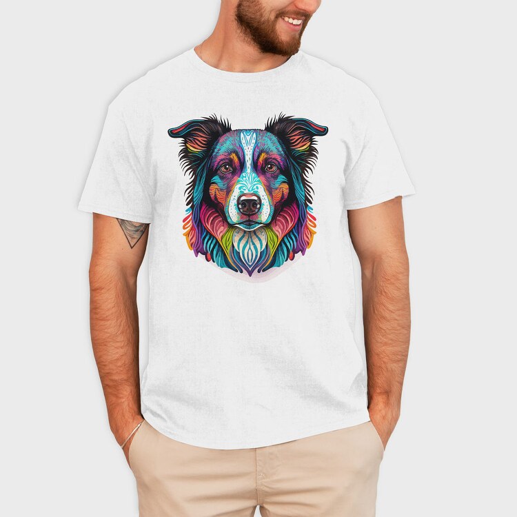 Colorful Dog Portrait, Tricou Barbati (Unisex)