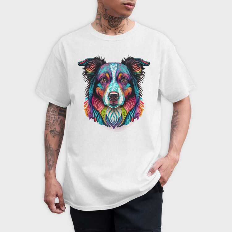 Colorful Dog Portrait, Tricou Barbati (Unisex)