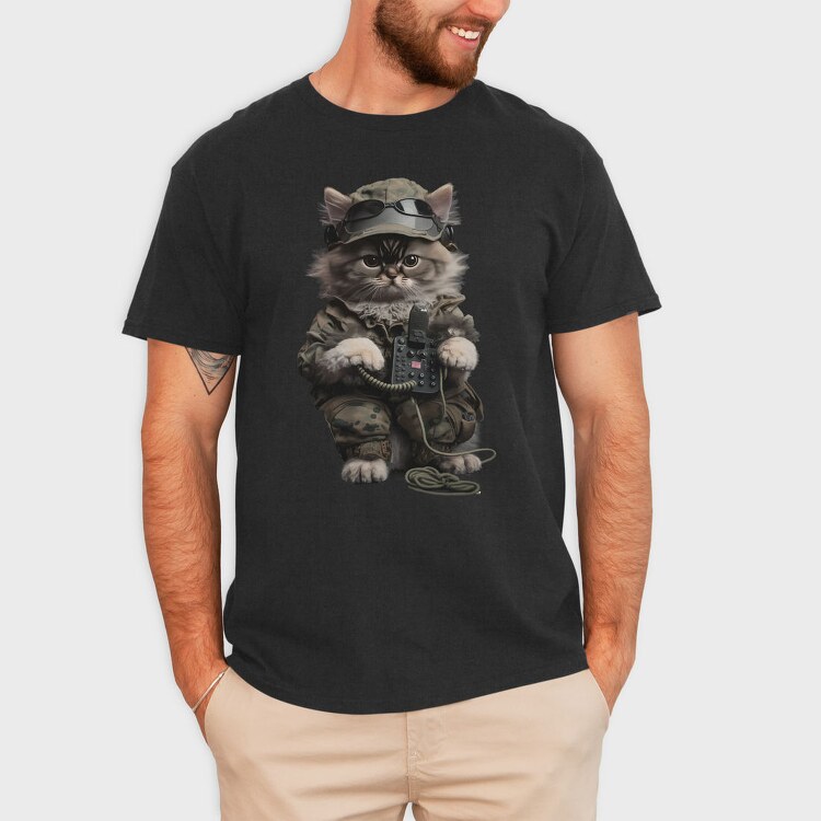 Military Cat, Tricou Barbati (Unisex)