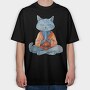 Cat Meditation Kimono, Tricou Oversize Barbati (Unisex)