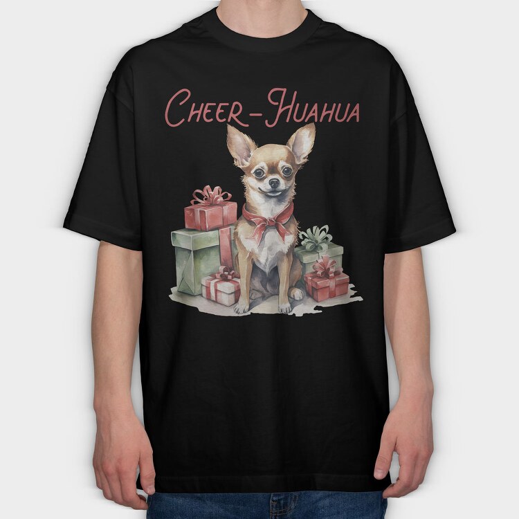 Chihuahua Christmas Presents, Tricou Oversize Barbati (Unisex)