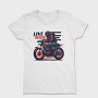 Live to Live MotorcycleArt RetroStyle, Tricou Femei
