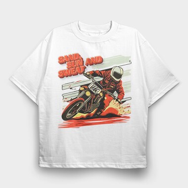 Motocross MotorcycleArt 80S, Tricou Oversize Barbati (Unisex)