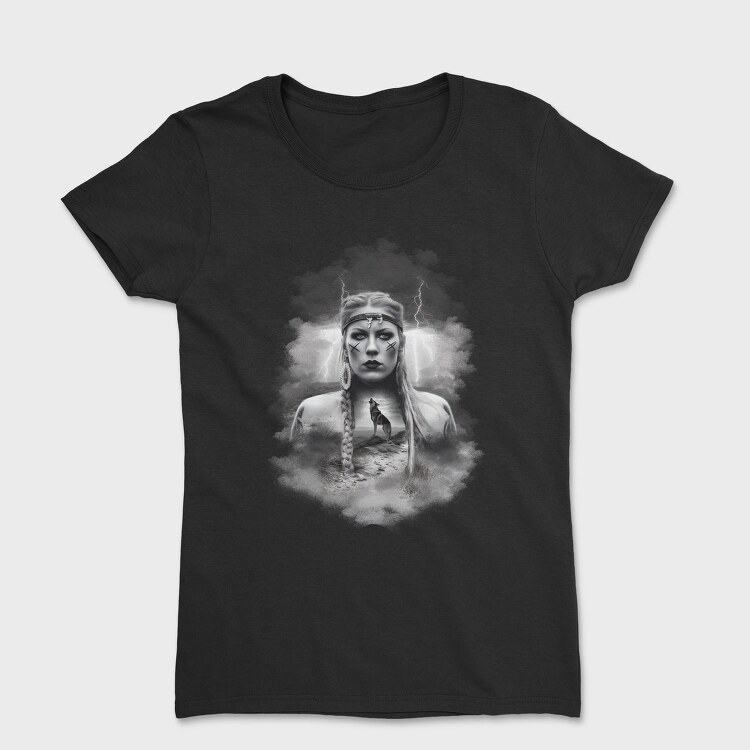 Viking Woman With Wolf, Tricou Femei