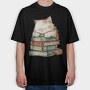 Cat On Books, Tricou Oversize Barbati (Unisex)