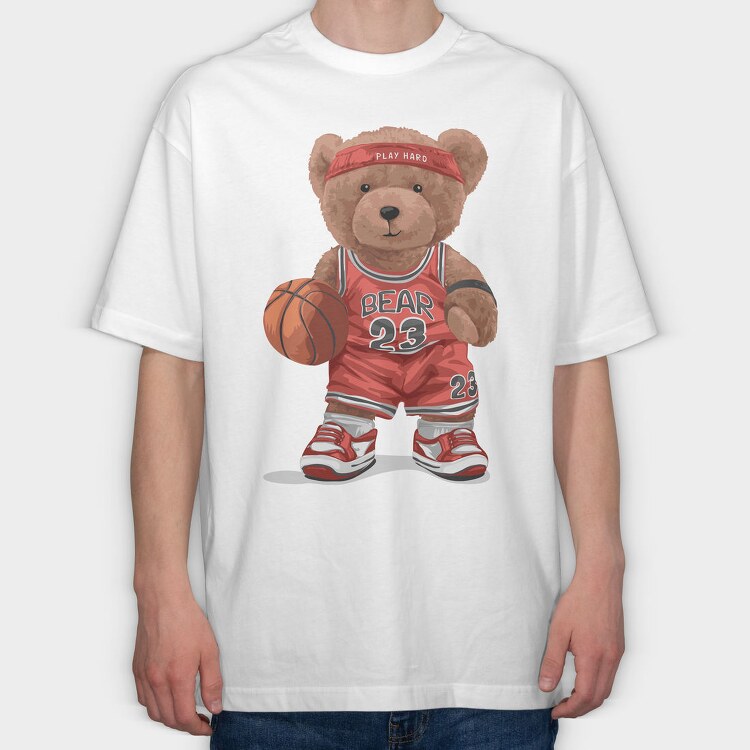Play Hard Bear, Tricou Oversize Barbati (Unisex)