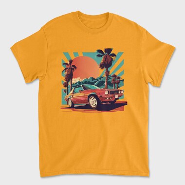 Classic Car Convertible With Scenic, Tricou Barbati (Unisex)