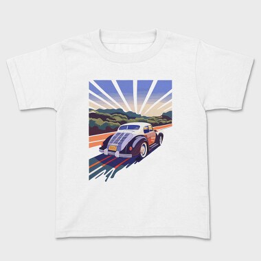 Classic Car Road Trees Sunset, Tricou Copii