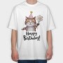 Cat Party Flower, Tricou Oversize Barbati (Unisex)