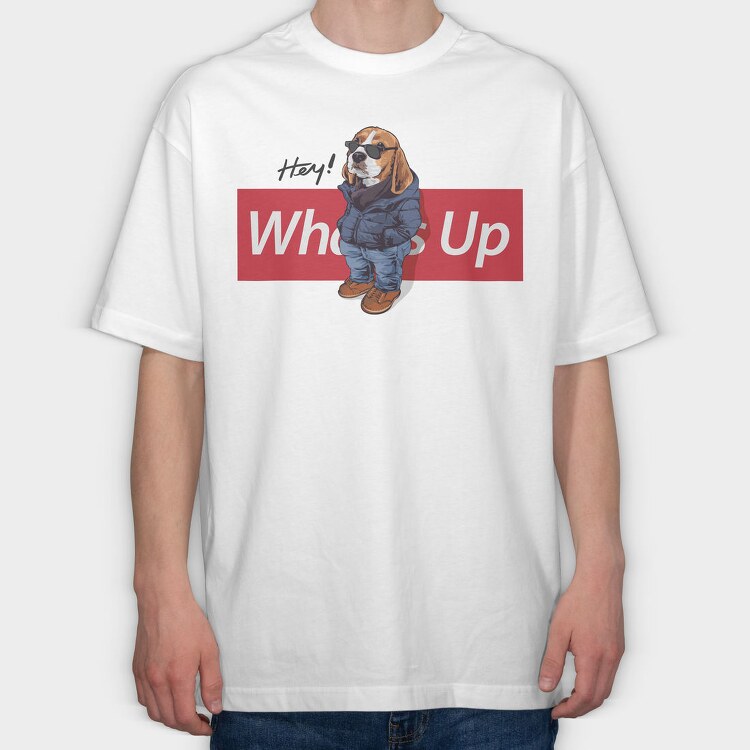 Beagle Hey Whos Up, Tricou Oversize Barbati (Unisex)