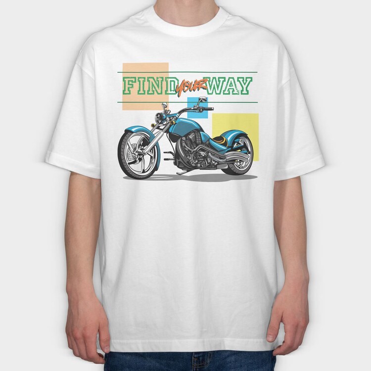 Find Your Way Motorcycle, Tricou Oversize Barbati (Unisex)