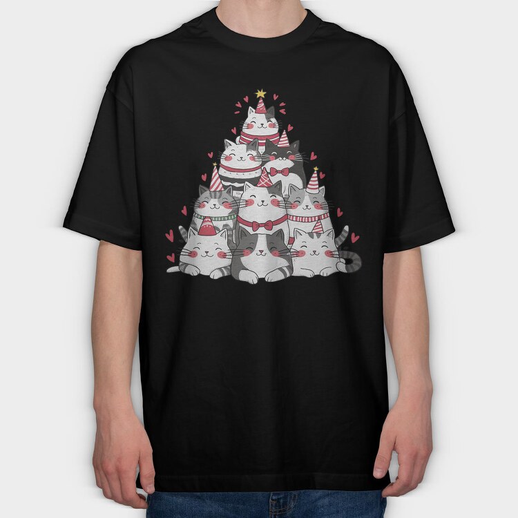 Cat Party Pile, Tricou Oversize Barbati (Unisex)