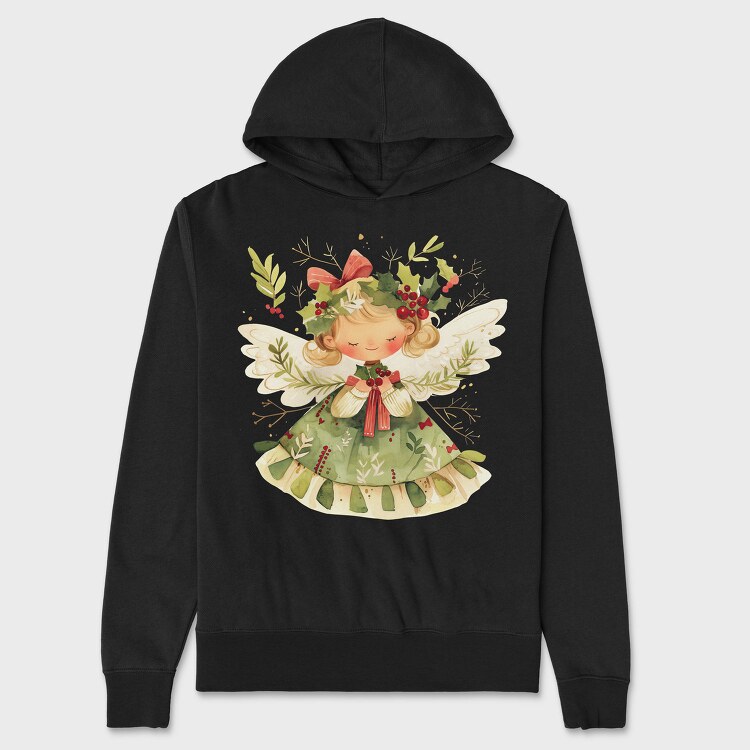 Christmas Angel Wreath, Hanorac Oversize Barbati (Unisex)