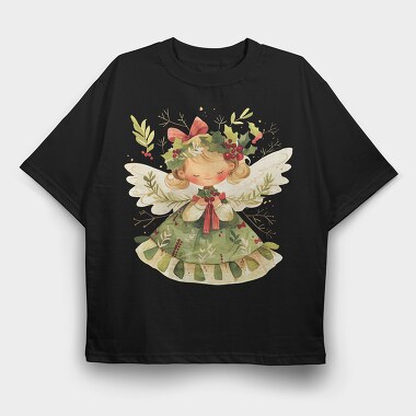 Christmas Angel Wreath, Tricou Oversize Barbati (Unisex)