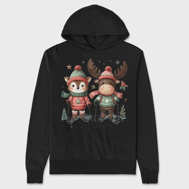 Christmas Animal Skiing, Hanorac Oversize Barbati (Unisex)