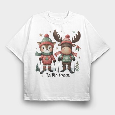 Christmas Animal Skiing, Tricou Oversize Barbati (Unisex)