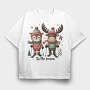 Christmas Animal Skiing, Tricou Oversize Barbati (Unisex)