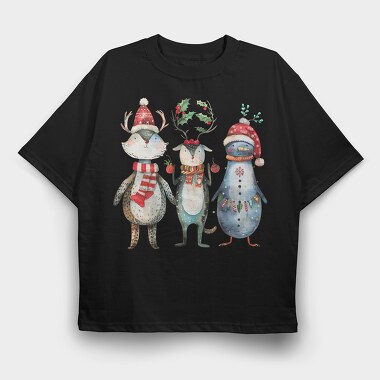 Christmas Animals Bells, Tricou Oversize Barbati (Unisex)