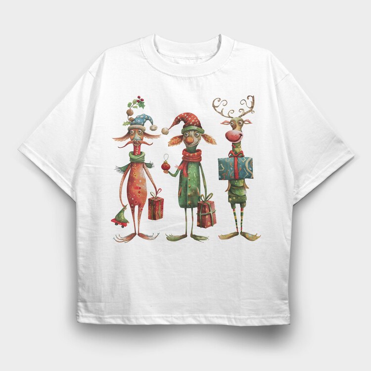 Christmas Animals Gifts, Tricou Oversize Barbati (Unisex)