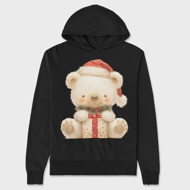 Christmas Bear Gift, Hanorac Oversize Barbati (Unisex)
