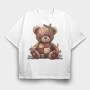 Christmas Bear Patchwork, Tricou Oversize Barbati (Unisex)