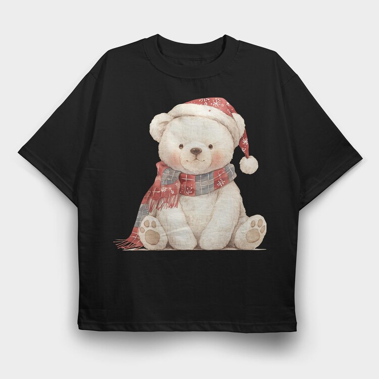Christmas Bear Santa, Tricou Oversize Barbati (Unisex)