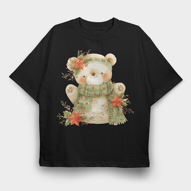Christmas Bear Scarf, Tricou Oversize Barbati (Unisex)