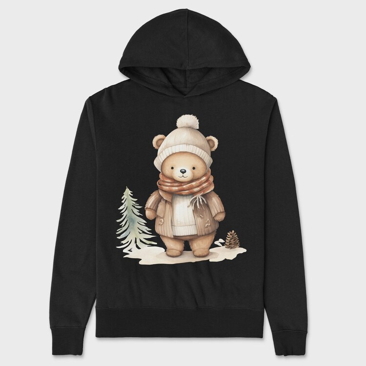 Christmas Bear Snowy, Hanorac Oversize Barbati (Unisex)
