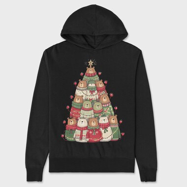 Christmas Bear Tree, Hanorac Oversize Barbati (Unisex)