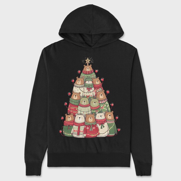 Christmas Bear Tree, Hanorac Oversize Barbati (Unisex)