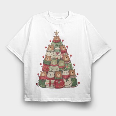 Christmas Bear Tree, Tricou Oversize Barbati (Unisex)