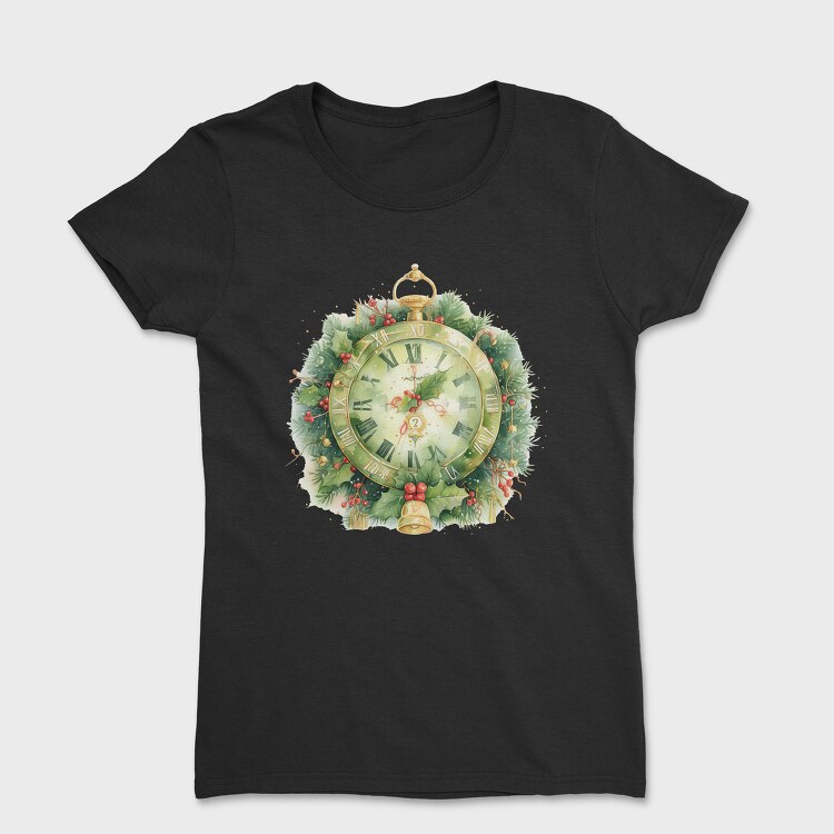 Christmas Bell Clock Wreath, Tricou Femei