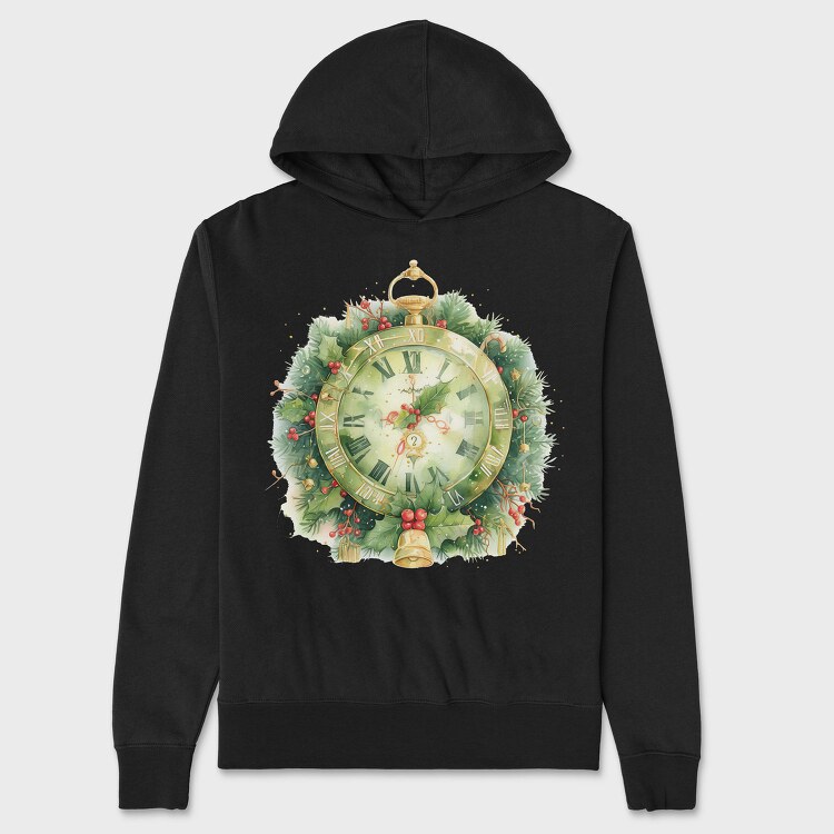 Christmas Bell Clock Wreath, Hanorac Oversize Barbati (Unisex)